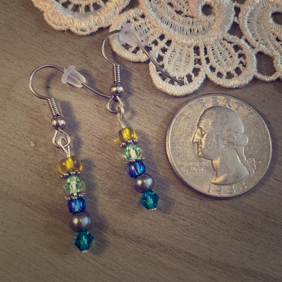 Handmade Swarovski & mixed media earrings, new - Picture 1 of 5
